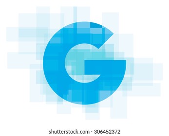 Double exposure alphabet on white background.Vector illustration. Blue color double exposure background.