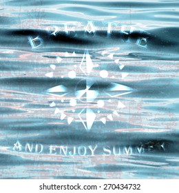 Double exposure background with textured paper and sea