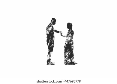 Double exposure, The lover combine with silhouette tree vector style.white background
