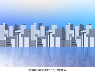Double exposure. Modern City Skyline. Cityscape. Vector illustration