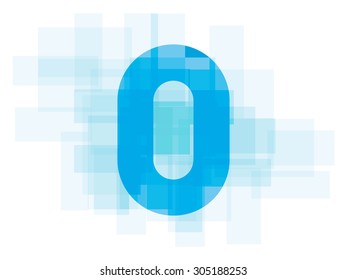 Double exposure number 0 on white background.Vector illustration. Blue color double exposure number.0 zero