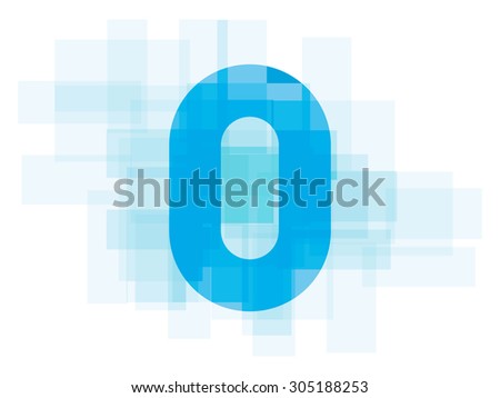 Double exposure number 0 on white background.Vector illustration. Blue color double exposure number.0 zero