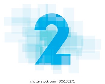 Double exposure number 2 on white background.Vector illustration. Blue color double exposure number. two 2