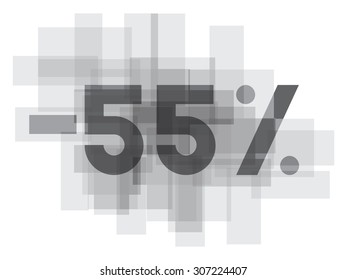Double exposure number on white background.Vector illustration. Blue color double exposure texture. Market value percentages indicate growth and lose.