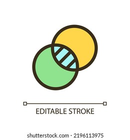Doble exposición píxel color RGB perfecto icono ui. Combina dos imágenes en una. Elemento de línea simple rellenado. GUI, diseño UX para aplicación móvil. Pictograma aislado del vector. Trazo editable. Tipo de letra arial utilizado