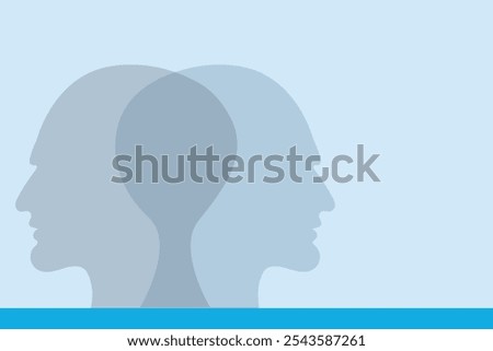 Double Exposure Silhouette of Two Faces Overlapping in Profile