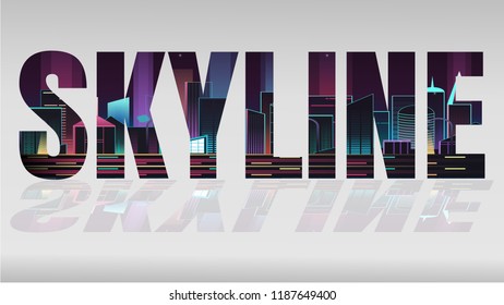 Doppelte Belichtung Skyline-Typografie