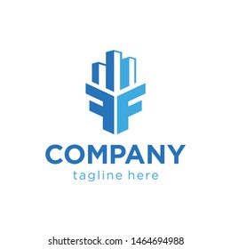 double F and building logo concept ready to use
