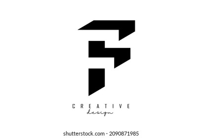 Doppelbuchstabe Logo mit negativem Platzdesign. Buchstabe F mit geometrischer Typografie. Kreative Vektorgrafik mit Buchstaben.