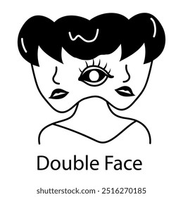 Ícone de caractere de face dupla no estilo de glifo 