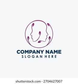 double face vintage logo design template, spa logos vector