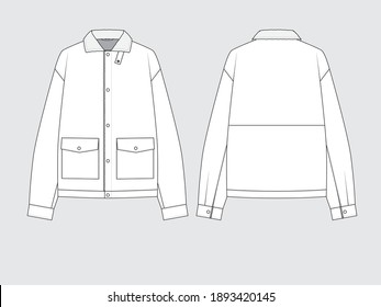 double faced jacket, front and back, drawing flat sketches with vector illustration by sweettears