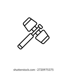 Icono de contorno de mazo de doble cara, herramienta simple para