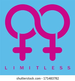 Double female Limitless symbol, vector