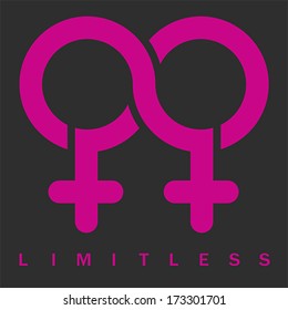 Double female Limitless symbol, vector