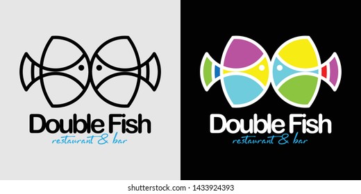 Double fish logo concept for seafood restaurant or bar