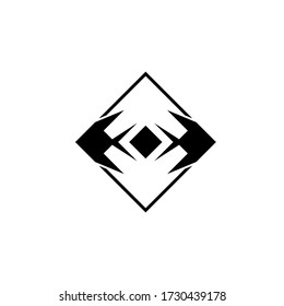 Double fish logo, square design concept, isolated on white background.