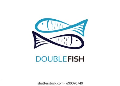 Double Fish Logo Template Design