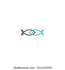 Double fish logotype, icon, vector illustration