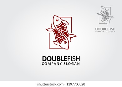 Double Fish Vector Logo Illustration. Vector silhouette of a fish. A great logo suitable for creative agencies, consulting company, marketing, internet and more.
