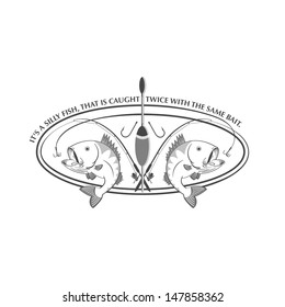 Double fishing emblem with proverb