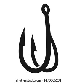 Double fishing hook icon. Simple illustration of double fishing hook vector icon for web design isolated on white background