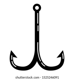 Double fishing hook icon. Simple illustration of double fishing hook vector icon for web design isolated on white background