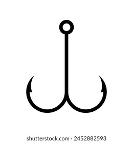 Double fishing hook icon vector isolated on white background.