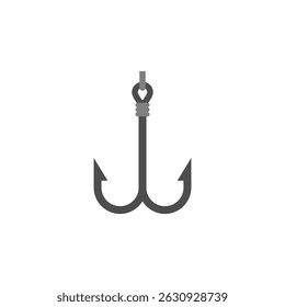 Double fishing hook. Vector icon and illustration on a white background.