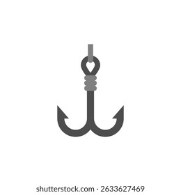 Double fishing hook. Vector icon and illustration on a white background.