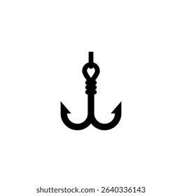 Double fishing hook. Vector icon and illustration on a white background.