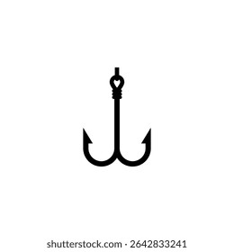 Double fishing hook. Vector icon and illustration on a white background.