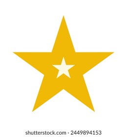 Double five-point gold star icon. Two offset golden stars. Isolated on a white background.