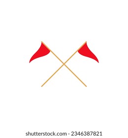 Double Flag vector. waving flag icon. Red flag.
