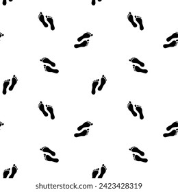 Double footprints leg black vector seamless pattern. Step, footstep, legs track background, wallpaper, print, textile, fabric, wrapping paper, packaging design