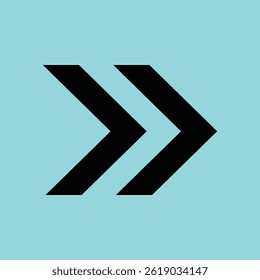  Double forward arrow vector symbol, designed for quick navigation, speed movement, and fast progression.

