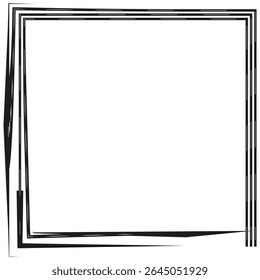 Double frame icon. Vector square shape. Black and white outline. Decorative border symbol.