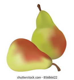 Double, fresh, green red pears./Pears