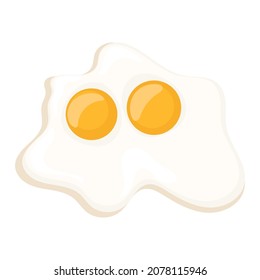 double fried egg cartoon vector isolated object