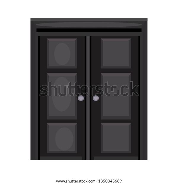 Double Front Door Knobs Hall Facade Stock Vector Royalty Free