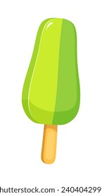 Doppelfruchteis-Creme auf Stick. Vektorgrafik. Cartoon-Clip-Kunst einzeln auf weißem Hintergrund

