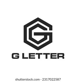 Double G Monogram Letter Logo. Hexagon, Polygon G Modern Premium Logo Vector Template
