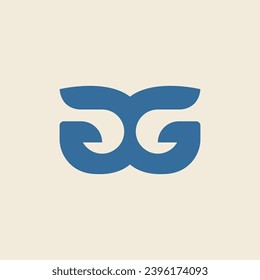 doble G con logotipo de cola de ballena, adecuado para marca y otro diseño gráfico.
