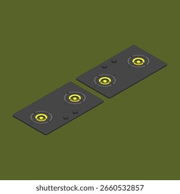Doppel-Gasherd Vektorgrafik-Design-Element im 3D-Stil