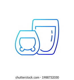 Double glass cups gradient linear vector icon. Special container for hot liquids. Mug made of tempered glass. Thin line color symbols. Modern style pictogram. Vector isolated outline drawing