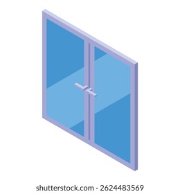 Double glass door slightly open, viewed from an isometric perspective, suggesting access and transition