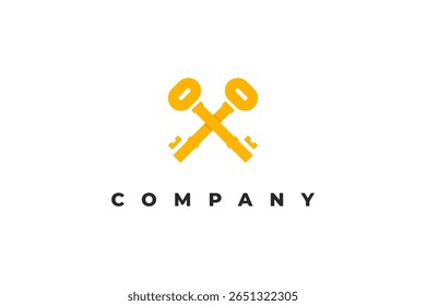chave dourada dupla e letra x logotipo
