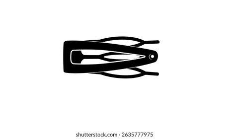 Double Grip Hair Clip, black isolated silhouette