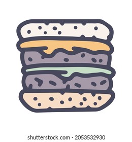 icono de doble color de hamburguesa vectorial doodle simple