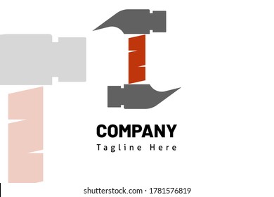 double hammer illustration logo template for icon construction, developer real estate, initial logo, brand system, marketing kit, and builder company